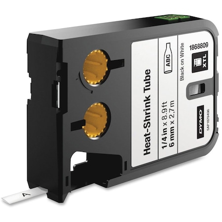 Dymo XTL Heat-Shrink Tube Cartridge, 1/4"x8.9', BKWE DYM1868809